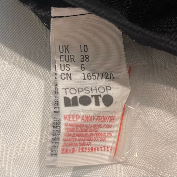 whimsigoth mini skirt TopShop Moto Black Denim Tie Belt SZ 6 - Picture 4 of 12
